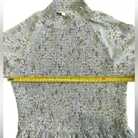 Storia Blue Floral Print‎ Smocked Mini Elastic Dress Size Small - Picture 3 of 9